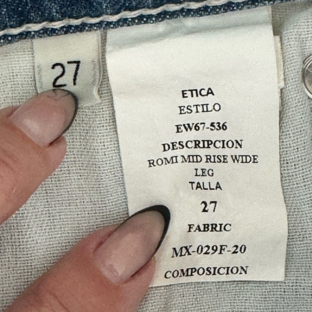 Etica Romi Mid Rise Wide Leg Jeans Cloud Drift Size 27 NWT Sustainable Denim - Picture 6 of 9